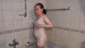 evening bath and bukkake - real sex of mari latexa and simon latexa