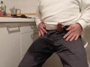 desperate pee in the kitchen