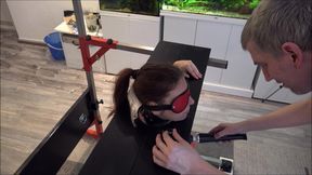 Slave Defenseless in the Pillory Driven to Orgasm on Sybian Part 2