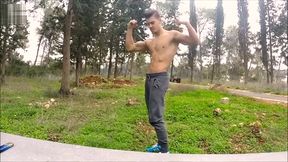 muscular Latino Arik Mozh photoshoot and jerking-off in the car