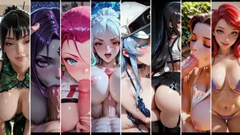 Eve, Raven, Jessie, Yamato, Esdeath in Hentai Compilation