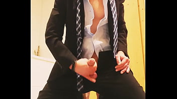 Masturbation in business suit