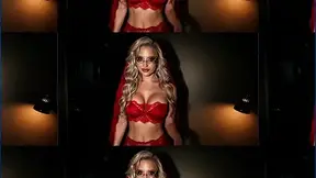 Halloween Tease: Blonde Domina Edging in Red Lingerie
