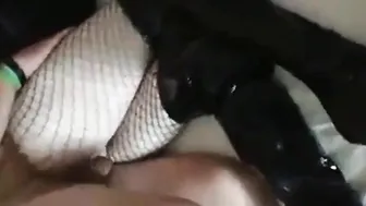 Older crossdresser gets bareback anal fucked by younger lover