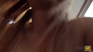 HUNT4K. Cuckold is sitting on the couch and watching dirty sex