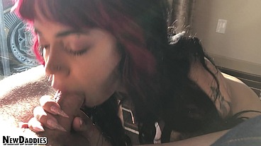 Casting Goth Aurora Anarchy - Face Fuck - Drinks Cum - Best POV Blowjob - Rough Doggystyle