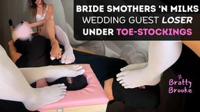 Enslaved by the Bride's Toe Stockings - Foot Smelling Handjob