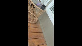 Petite Blonde Gets Outdoor Facial in Front of the Neighbors