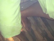 Showing cock and feet at the steam room