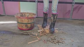 Chrissy hunting boot basket smashing