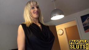 Busty blonde MILF Rebecca Moore swallows thick shaft