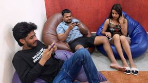Indian Asian Desi Three Friends Playing Sexgame