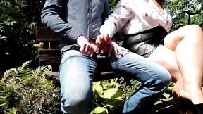 Risk! He Took His Dick Out in Front of a Sexy Mommy. Mature Mommy Made Him Cum!
