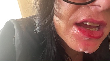 MilfyCalla compilation- Sucking dick, face fuck and swallowing cum while wearing boots-1-