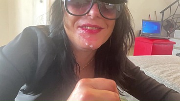 MilfyCalla compilation- Sucking dick, face fuck and swallowing cum while wearing boots-1-