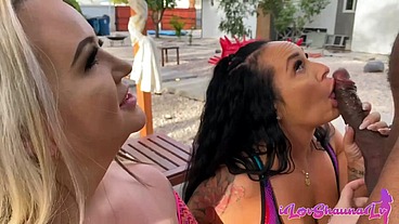 SHAUNA & KENDRA LET SAVVY DEEP STROKE THEM ON THE GOLF CORSE