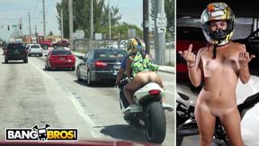 Sexy - Big Booty Latin Babe Sophia Steele Rides A Motorcycle & A Cock