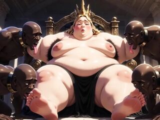 SSBBW Queen Body Worship - Slaves Licking Her Whole Body to Climax