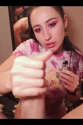 Vape and Blowjob From Stunning Cocksucker Black Lynn - POV