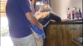 Qute blonde teen bends over for big dick