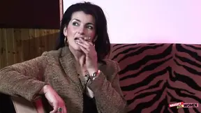 An elegant brunette MILF uses her holes to satisfy two very horny gentlemen