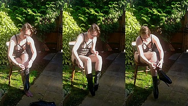 The process of lacing up and locking on my ballet boots in the gloriously sunny garden