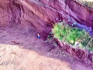 Playing with my drone and I caught a teen couple fucking in the montain I stay spying until they