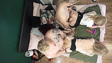 Rough fuck with 2 hot secretaries - face fucking - double blowjob - cum kiss swap - 1st part