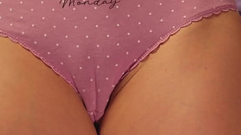 Girl shows panties and makes closeup