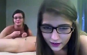 Beautiful amateur girls with glasses threesome