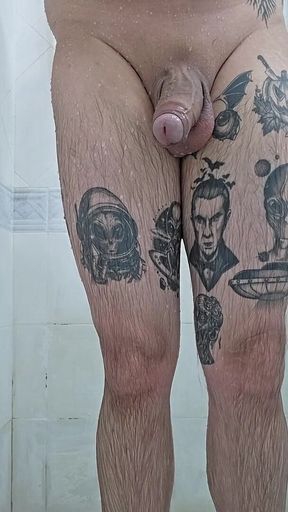 Chubby Was Caught Jerking off in the Shower