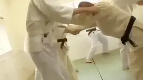 Hairy Japanese Judo Goddess Dominates Steamy Threesome Action