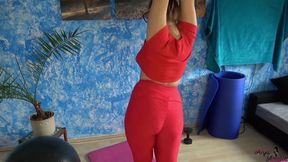 Amateur with Big Ass in Red Leggings Gets Fucked by Personal Trainer