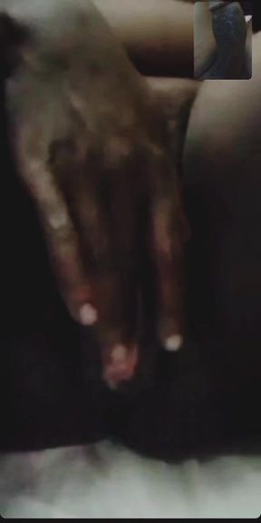 Horny Black Stepmmama Masturbating on Video Call with BBC Guy