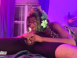 SMALL BLACK YIFF DESIRES TO GULP CUM WITH HER 2 TONGUES!