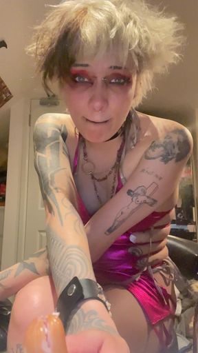 Goth Friend Staying Over Catches You Jerking and Cuts It off