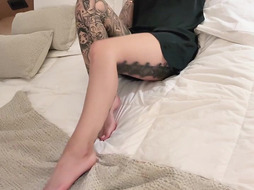 Busty MILF Gemma Massey Rubs Pussy Deep While Talking on Phone Call