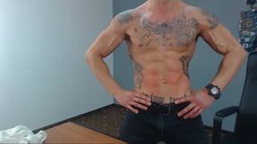 Ripped Tattoo Guy Flexes and Does Handstands