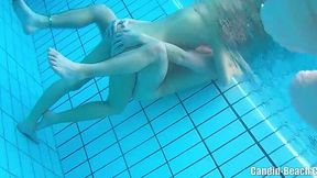 Secret underwater sex tape of horny MILF and voyeur couple