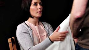 A British MILF in high heels and stockings give a hot handjob and blowjob in a CFNM scene