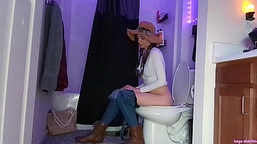 Farmer Girl Sage Eldritch in Overalls Peeing #2 [Voyeur]
