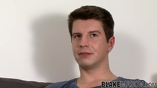 Interviewed hunk david moran strokes his pecker and explodes