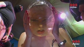 Blonde Slut Gets Her Face Drenched in Bukkake Cumshots