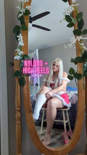 Nylons + High Heels Tease