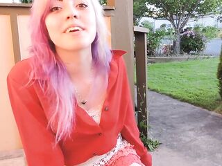 Teen teasing cunt in public