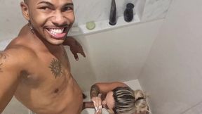 husband catches his hot blonde with bbc having sex in the bathroom