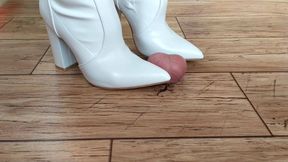 white boots shoejob cock crush