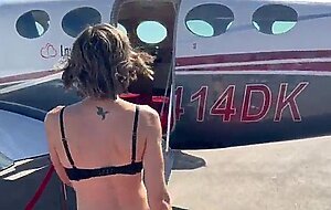 Mile high threesome on private plane ending in double creampie | plane play fucking on love