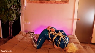 Lesbian Bondage Process Free Porn Video: Latex MILF Arya Grander and Rubber Dominatrix