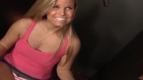 Blonde Girl Sucks Her Sins Away with Big Gloryhole Dick